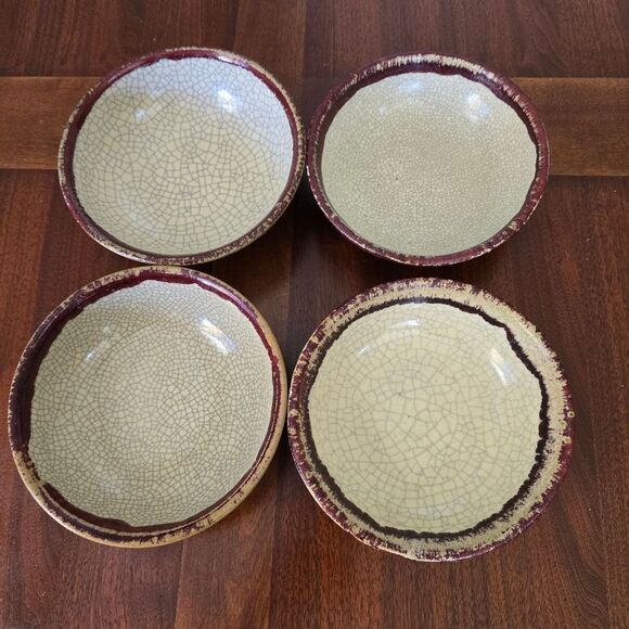 Pier 1 Crackle Collection Cereal / Soup Bowls Set Of 4 - Picture 5 of 9